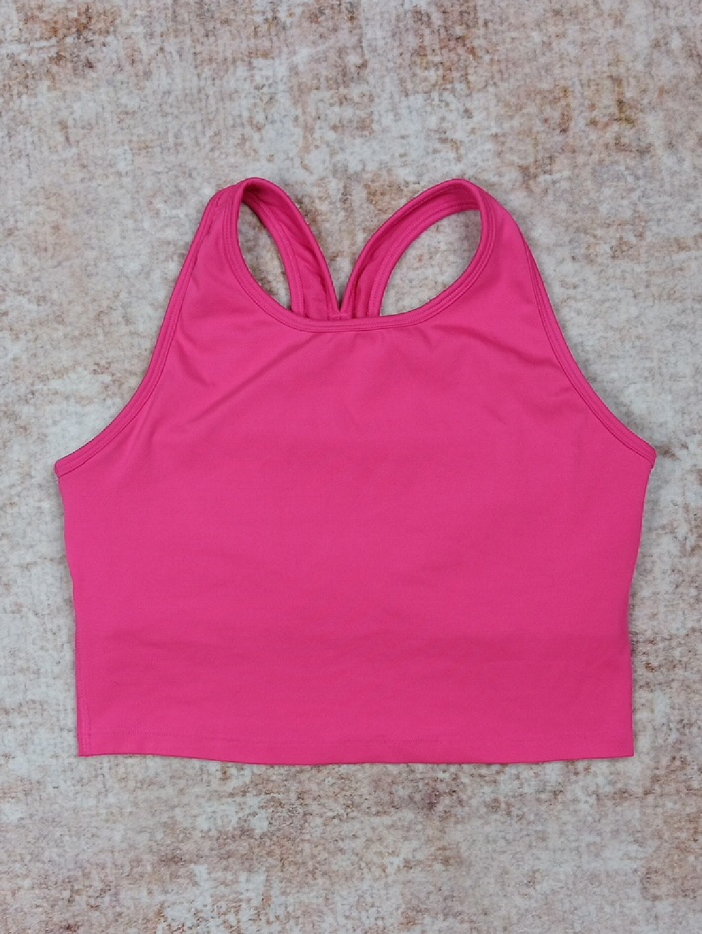 Gaiam Pink Racer Back Sports Bra Active Crop Top Size Large Barbie